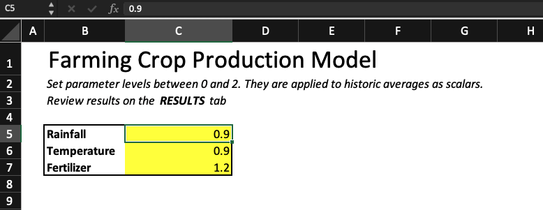 Parameters in Excel Workbook