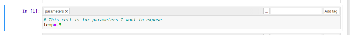 Parameter Tag in Jupyter Notebook